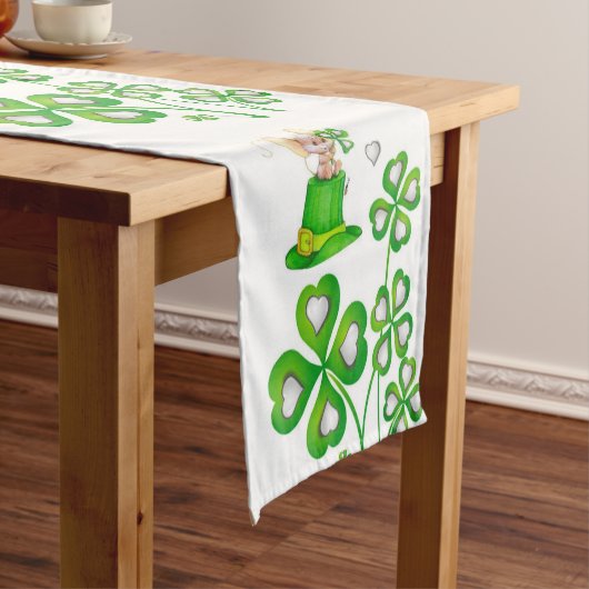 Tablecloth Runner St. Patrick's Day Mice Korte Tafelloper (Voorbeeld)