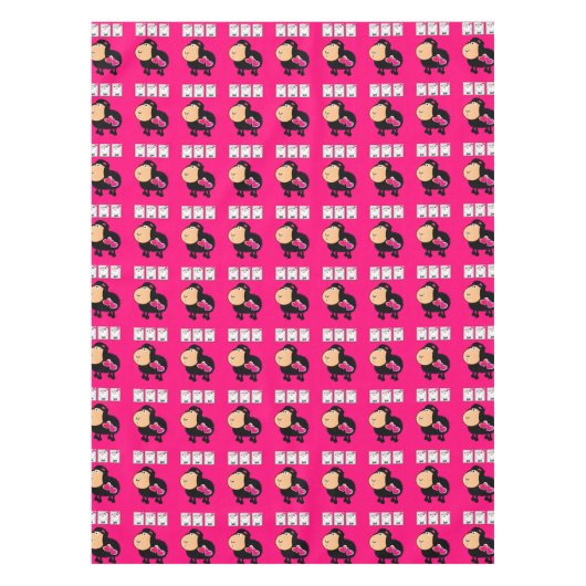 Tablecloth Sheep Pink Hearts Tafelkleed (Voorkant)