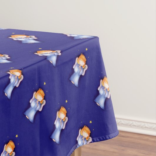 Tablecloth star angels die blauw bidden tafelkleed (Voorbeeld)