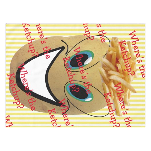 Tablecloth Stripe Potato, Franse Fries, Ketchup? Tafelkleed (Voorkant (Horizontaal))