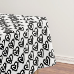 Tablecloth Valentijnsdag Black Hearts Tafelkleed