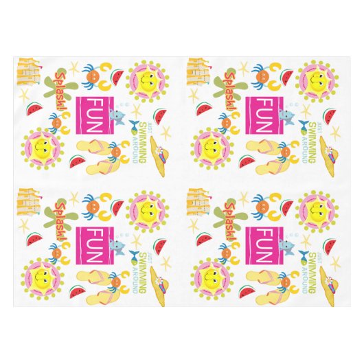 Tablecloth White Beach House Fun Sun Tafelkleed (Voorkant (Horizontaal))