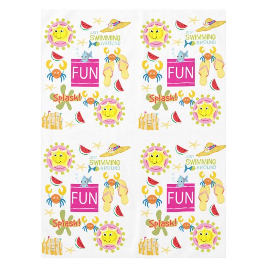 Tablecloth White Beach House Fun Sun Tafelkleed (Voorkant)