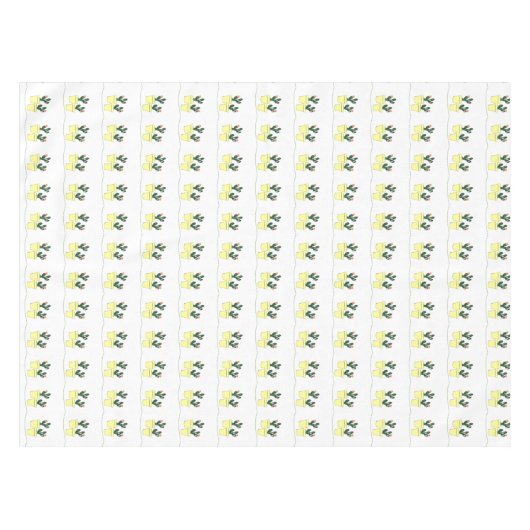 Tablecloth White Cactus Yellow Tafelkleed (Voorkant (Horizontaal))