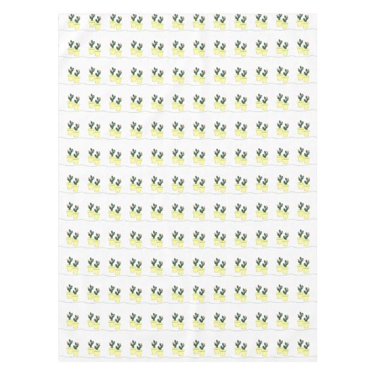 Tablecloth White Cactus Yellow Tafelkleed (Voorkant)