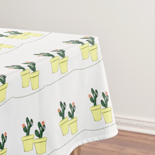 Tablecloth White Cactus Yellow Tafelkleed (Voorbeeld)