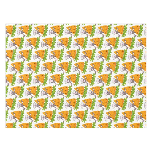 Tablecloth White Carrots Rabbit Tafelkleed (Voorkant (Horizontaal))