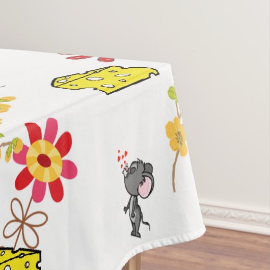 Tablecloth White Cheese Yellow Mouse Floral Tafelkleed (Voorbeeld)