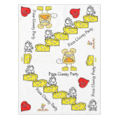 Tablecloth White Cheesy Pizza Party Yellow Mouse Tafelkleed (Voorkant)