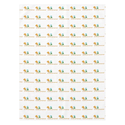 Tablecloth White Frog Ribbit Style Pushroom Tafelkleed (Voorkant)