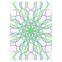 Tablecloth, White Green Kaleidoscope Flower Tafelkleed