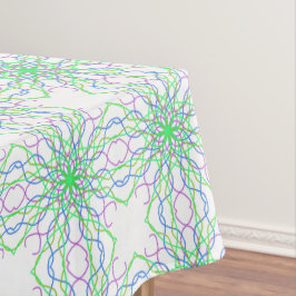 Tablecloth, White Green Kaleidoscope Flower Tafelkleed