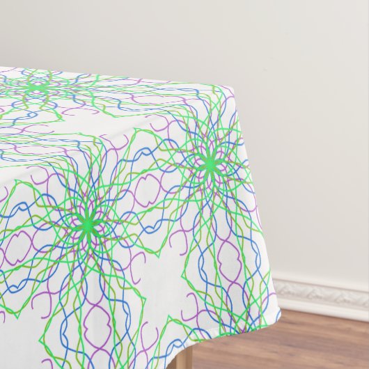 Tablecloth, White Green Kaleidoscope Flower Tafelkleed (Voorbeeld)