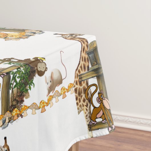 Tablecloth White Lion Tiger Monkey Giraffe Tafelkleed (Voorbeeld)
