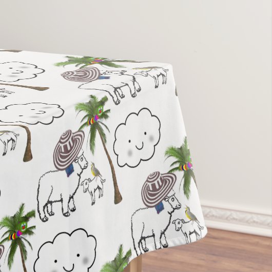 Tablecloth White Sheep Clouds Sombrero Tafelkleed (Voorbeeld)
