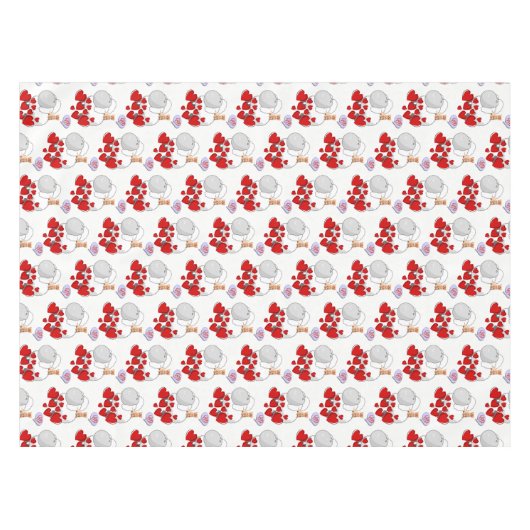 Tablecloth White Sheep Red Hearts Kitten Tafelkleed (Voorkant (Horizontaal))