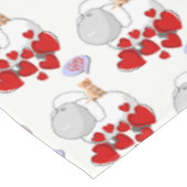 Tablecloth White Sheep Red Hearts Kitten Tafelkleed (Gekanteld)