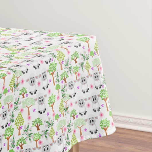 Tablecloth White Sheep Trees Tafelkleed (Voorbeeld)