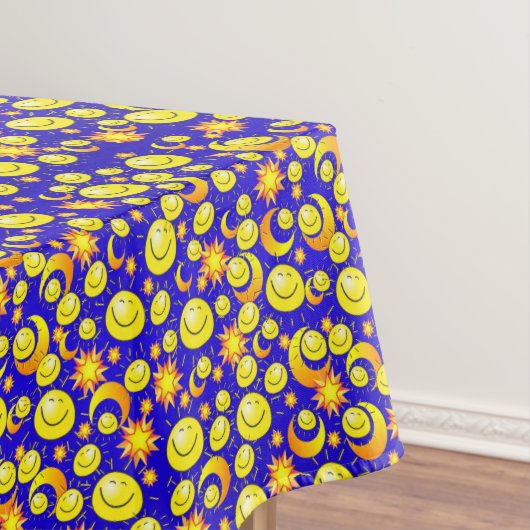 Tablecloth Yellow Oranje Stars Sun Moon Blue Tafelkleed (Voorbeeld)