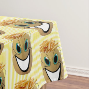 Tablecloth Yellow Stripe Potato, Franse groeven Tafelkleed