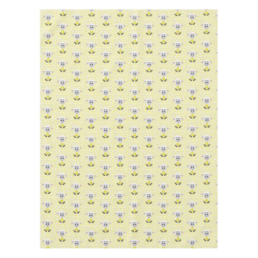 Tablecloth Yellow White Sheep Sun Clouds Tafelkleed (Voorkant)