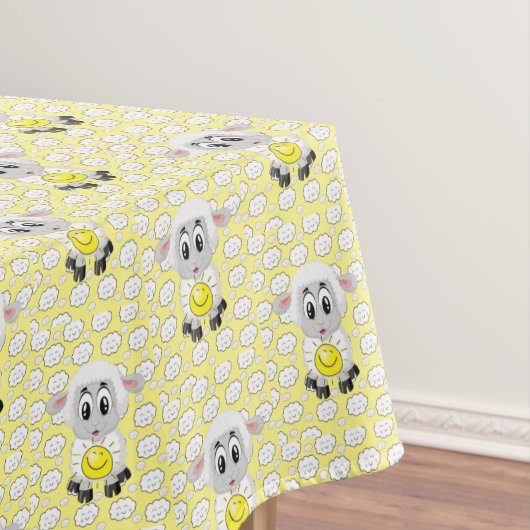 Tablecloth Yellow White Sheep Sun Clouds Tafelkleed (Voorbeeld)