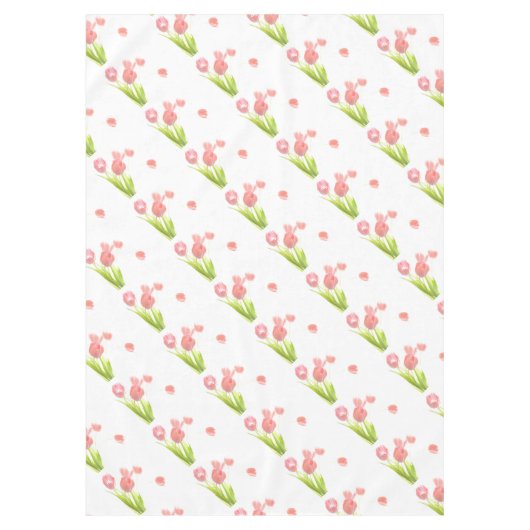 Tableclothveer Retro roze tulpbloem Tafelkleed (Voorkant)