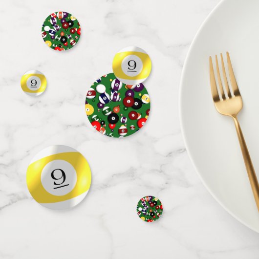 Tablefetti - biljart en 9 bal confetti (Groep)