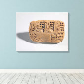 Tablet met pictogrammen, Protoliterat Canvas Afdruk (Insitu (Houten vloer))