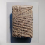 Tablet met veertien regels wiskundige tekst poster<br><div class="desc">Mesopotamian's tablet met veertien regels van een wiskundige tekst in een vorm van een cuneiform schrift en een geometrisch ontwerp in het Iraakse Museum in Bagdad.</div>