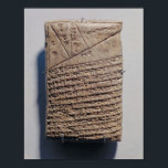 Tablet met veertien regels wiskundige tekst poster<br><div class="desc">Mesopotamian's tablet met veertien regels van een wiskundige tekst in een vorm van een cuneiform schrift en een geometrisch ontwerp in het Iraakse Museum in Bagdad.</div>