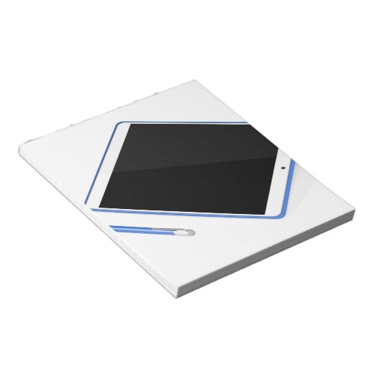 Tablet op standaard en digitale pen notitieblok (Schuin)