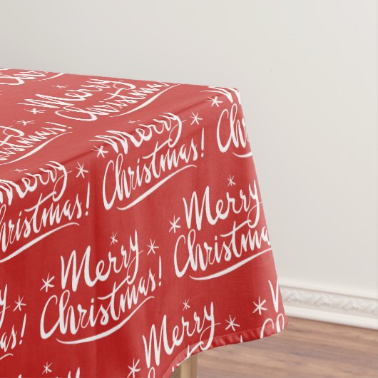 Tabletje met rood en wit kerstpatroon tafelkleed (Voorbeeld)