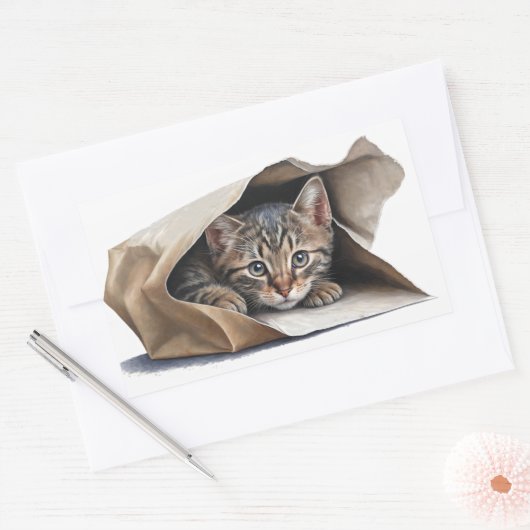 Tabletkern in papierzak rechthoekige sticker (Envelop)