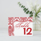 Tabletnummer Rode Crim White Damask Lace Print Briefkaart (Staand voorkant)