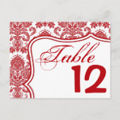 Tabletnummer Rode Crim White Damask Lace Print Briefkaart (Voorkant)
