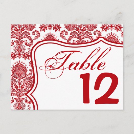 Tabletnummer Rode Crim White Damask Lace Print Briefkaart (Voorkant)