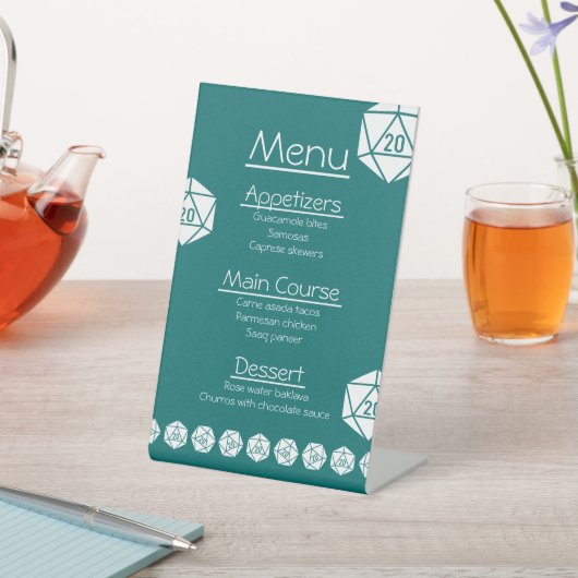 Tabletop afbeelding in Blauwgroen voetstuk Reclamebord Met Voetstuk (Insitu)