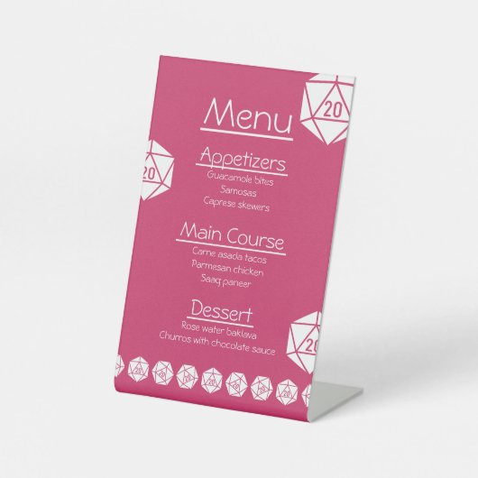 Tabletop afbeelding in frambozenvoetteken reclamebord met voetstuk (Voorkant)