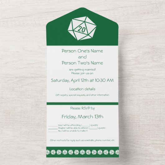 Tabletop afbeelding in groen all in one uitnodiging (Binnen)