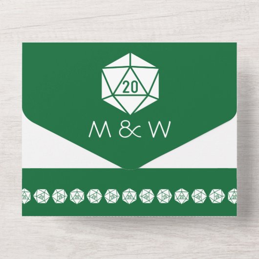 Tabletop afbeelding in groen all in one uitnodiging (Achterkant)