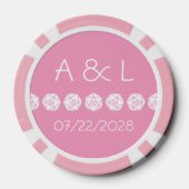 Tabletop afbeelding in petalroze poker chips (Achterkant)