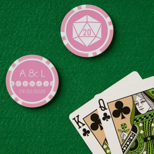 Tabletop afbeelding in petalroze poker chips (Pokertafel (Dubbel))
