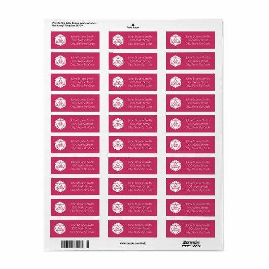 Tabletop Chic in Raspberry Return Address Label (Full Sheet)