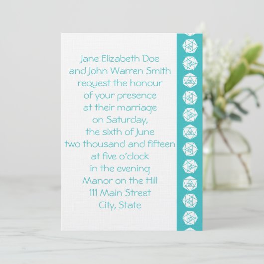 Tabletop Chic in Turquoise Wedding Invitation Kaart (Staand voorkant)