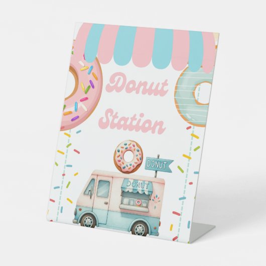 Tabletop Food Signage Donut Station  Reclamebord Met Voetstuk (Voorkant)
