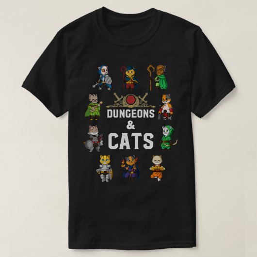 Tabletop Gamer Cats RPG D20 Dice RPG Fantasy Rolep T-shirt (Design voorkant)