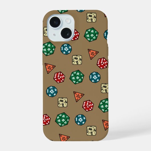 Tabletop gaming dobbelstenen ontwerp iPhone 15 case (Achterkant)