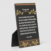 Tabletop Plaque, cadeau aan mijn zoon, citeert op Fotoplaat (Zijkant)