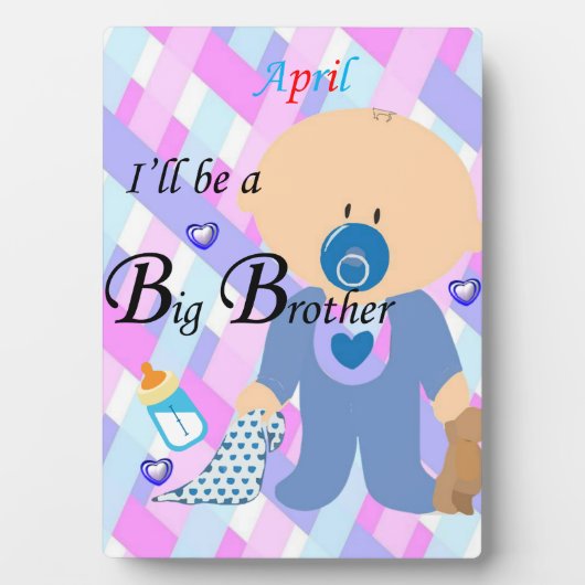 Tabletop Plaque met Easel Big Brother April Fotoplaat (voorkant)